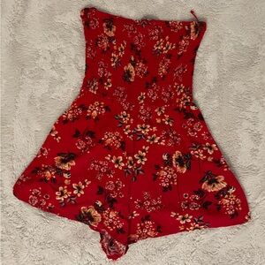 Garage Red Floral Romper
